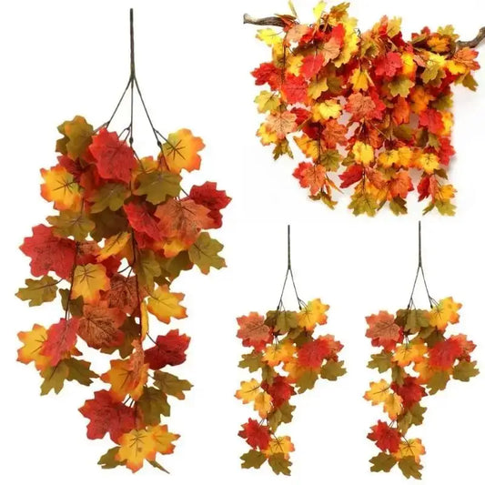 Halloween Simulated Maple Leaf Vine Wall Hanging Autumn Party Rattan Peaceful Pleasures Health and Wellness