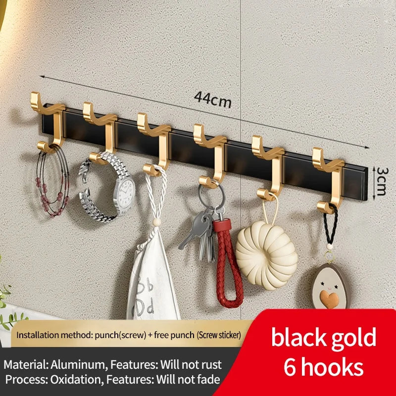 No-Drill Adjustable Door Hooks – 6-Pack Aluminum Bathroom Hooks
