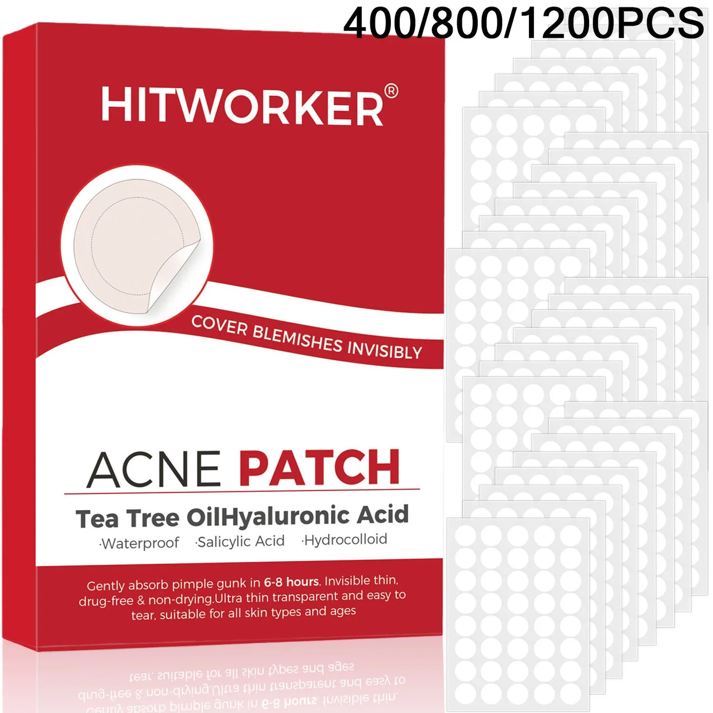 Invisible Hydrocolloid Acne Patches – Waterproof, All Skin Types