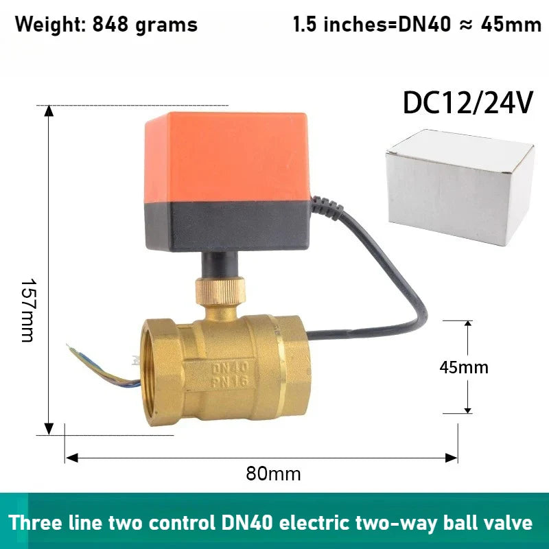 Copper Electric Ball Valve DN15–DN50 | 12V 24V 220V
