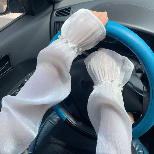 Women's Ice Silk UV Sun Arm Sleeves – Lace Mesh Summer Sleeves UV Arm Sleeves Peaceful Pleasures Health and Wellness
