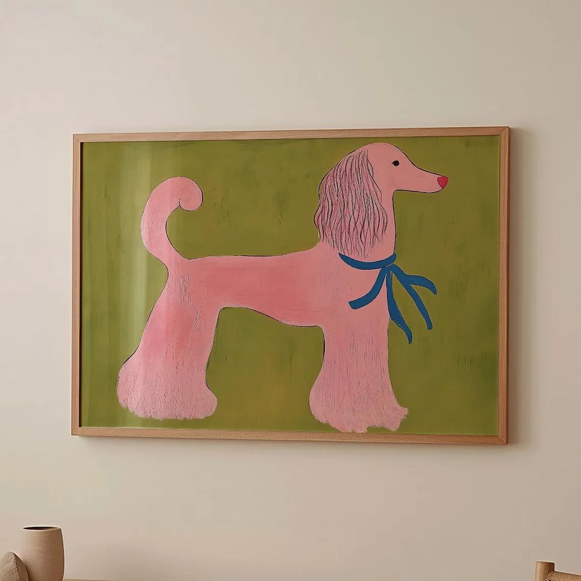 Pink Poodle Canvas Wall Art | Mid-Century Modern Pet Print