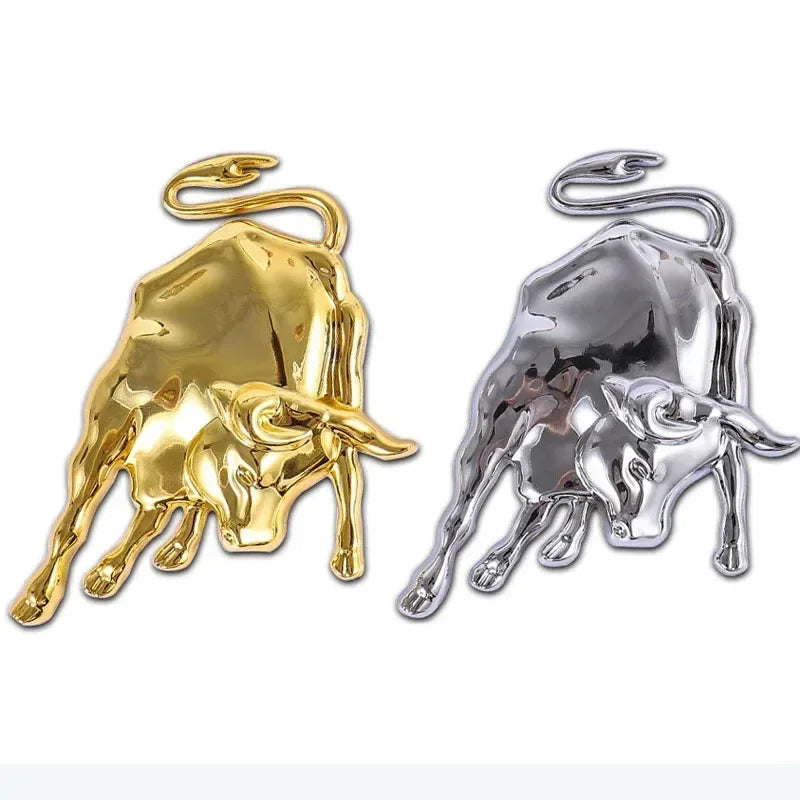 3D Metal Bull Car Emblem Sticker – Scratch Cover Badge Peaceful Pleasures Health and Wellness Gold and Silver