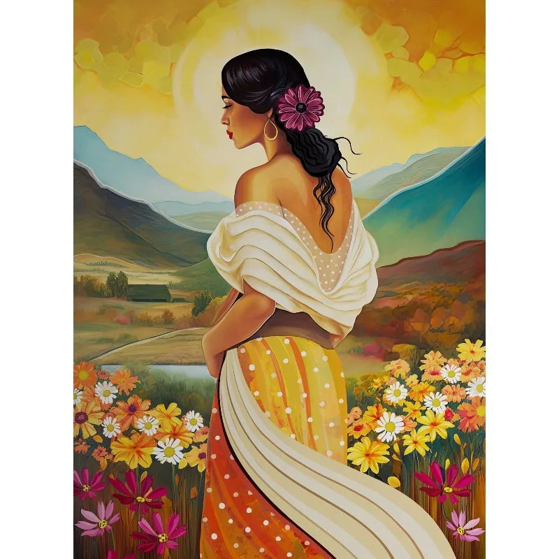 Boho Latina Hummingbird Mexico Folk Art Canvas Wall Print Canvas Wall Print Peaceful Pleasures Health and Wellness 1 40x60cm Unframed