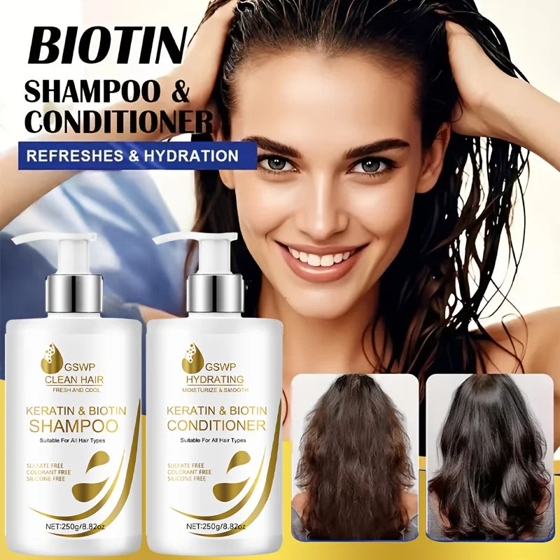 GSWP Keratin Biotin Shampoo & Conditioner Set – 500g Duo