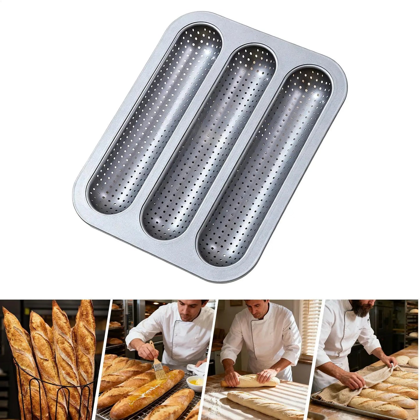 Non-Stick Carbon Steel Baguette & Bread Loaf Baking Pan