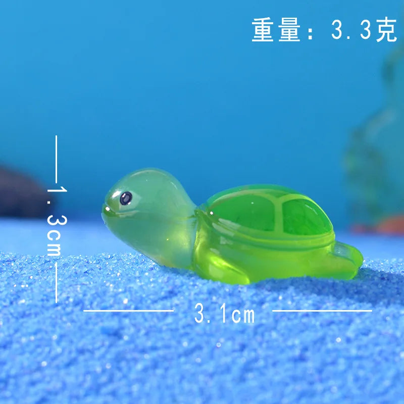 1PCS Resin Glow Turtle Mini Ornaments DIY Craft Supplies Aquarium Decor Christmas Party Birthday Wedding Home Decor Gifts fairy Peaceful Pleasures Health and Wellness green