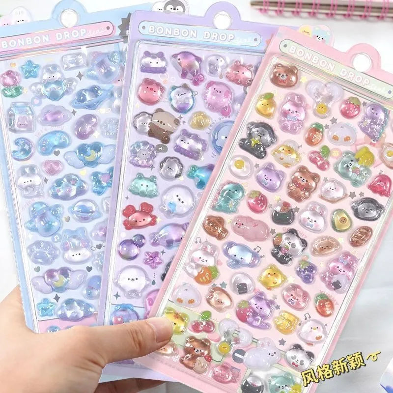 3D Kawaii Stickers – Ice Cream Fruit & Pets Scrapbook Decals
