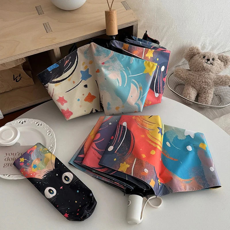 Star Cat UV Auto Folding Umbrella – Sun & Rain Protection