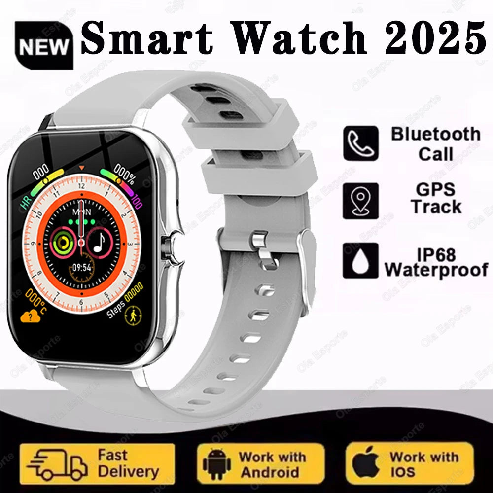 2.01'' Waterproof Smart Watch with Message Answer Call Sleep Monitoring Sports Pedometer Information Alerts For iPhone Android Peaceful Pleasures Health and Wellness White