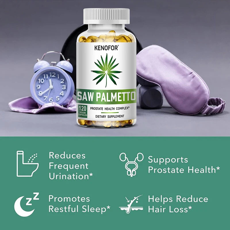 Saw Palmetto Capsules - Prostate Health, Hair Growth, Men's Health, Urinary Tract Health, Improved Frequent Urination for Men's Peaceful Pleasures Health and Wellness