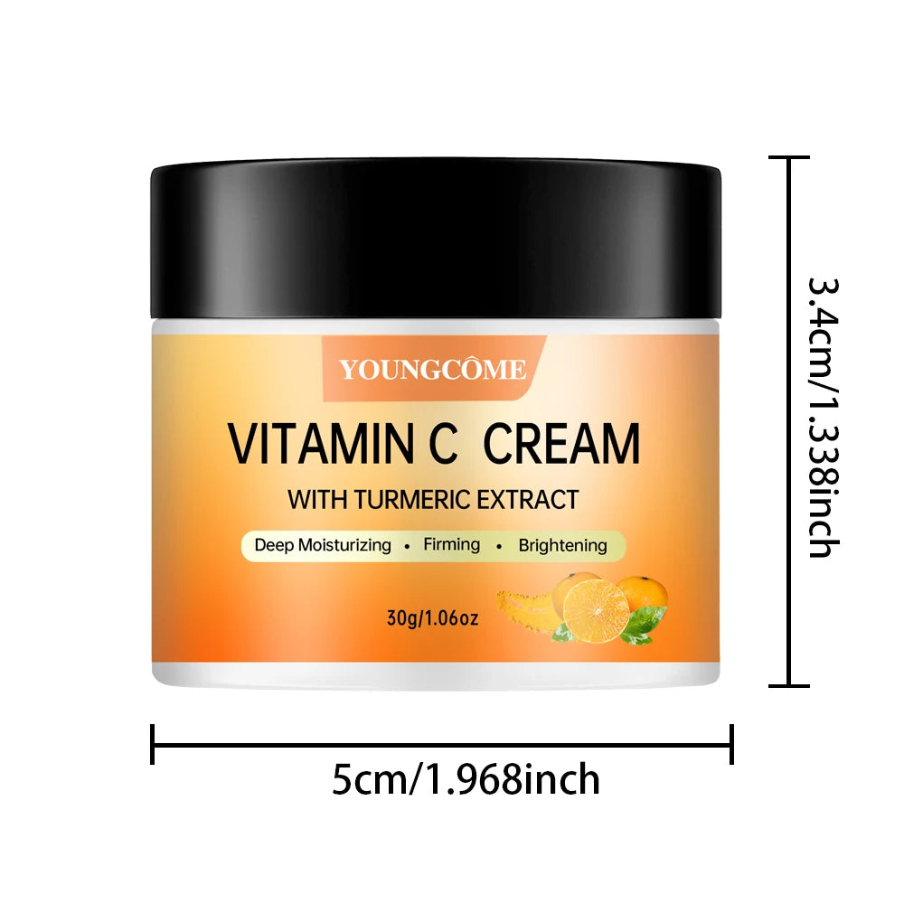 Turmeric + Vitamin C Brightening Face Cream – Anti-Aging Collagen Booster with Hyaluronic Acid Moisturizing Wrinkle Reduction Peaceful Pleasures Health and Wellness 30G