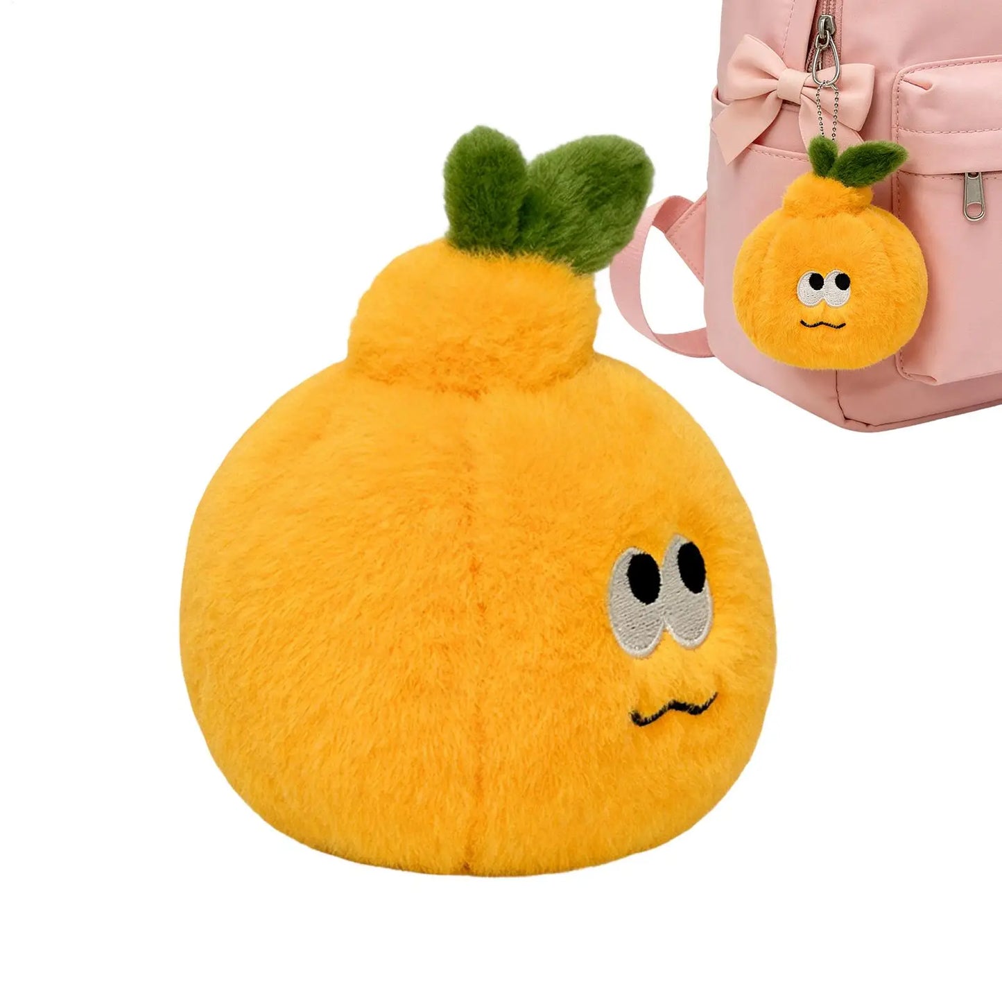 Peelable Orange Plush Keychain | Cute Fruit Bag Charm with Worm