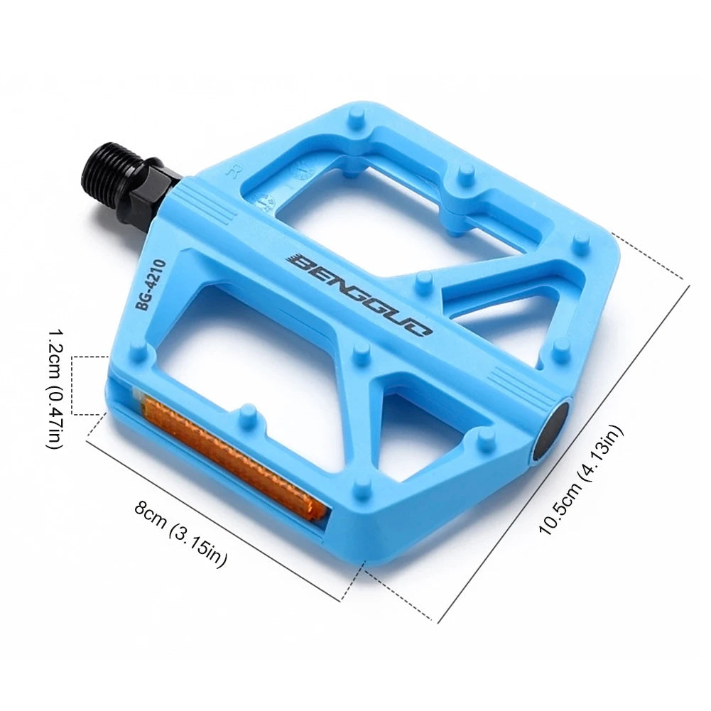 Double DU Bearing Ultralight Bike Pedals with Reflector Mountain Road Bike Flat Pedals Bicycle Platform Pedals for Night Riding Peaceful Pleasures Health and Wellness