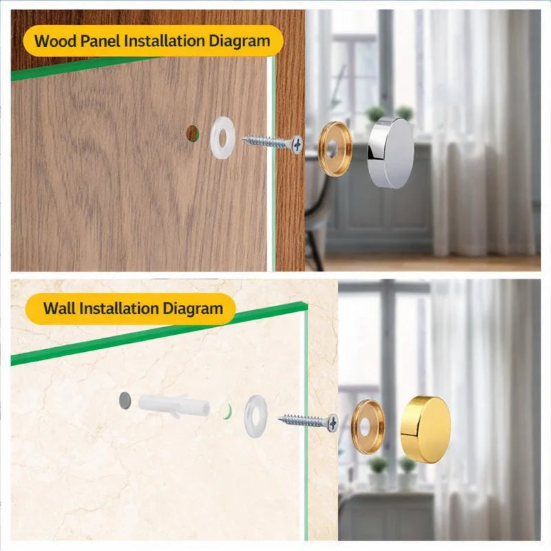 Decorative Mirror Screw Cap Covers | Stainless Steel 10–16mm