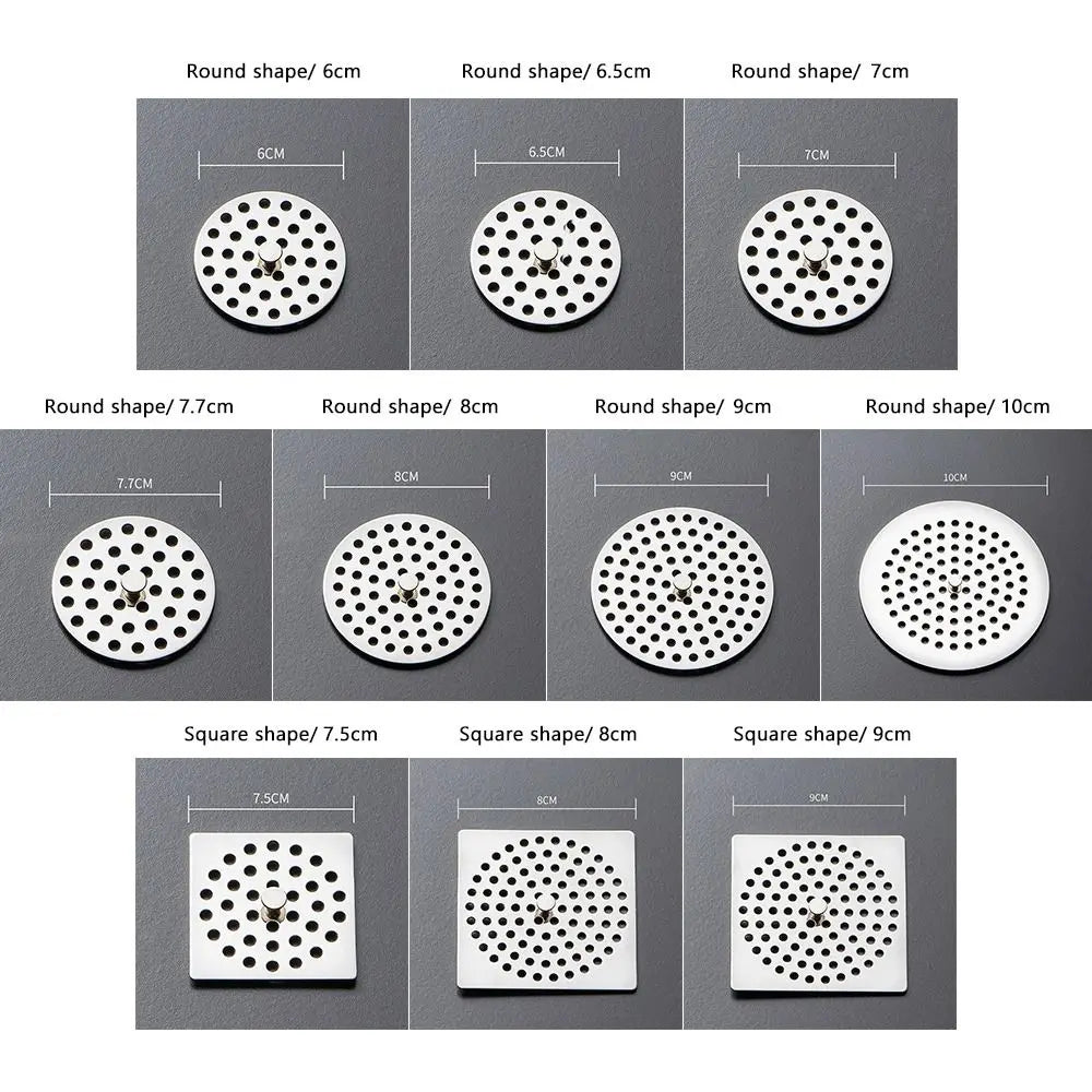 Creative Stainless Steel Floor Drain Net Cover Round Square Shape with Handle Sink Strainer Hair Filter Peaceful Pleasures Health and Wellness