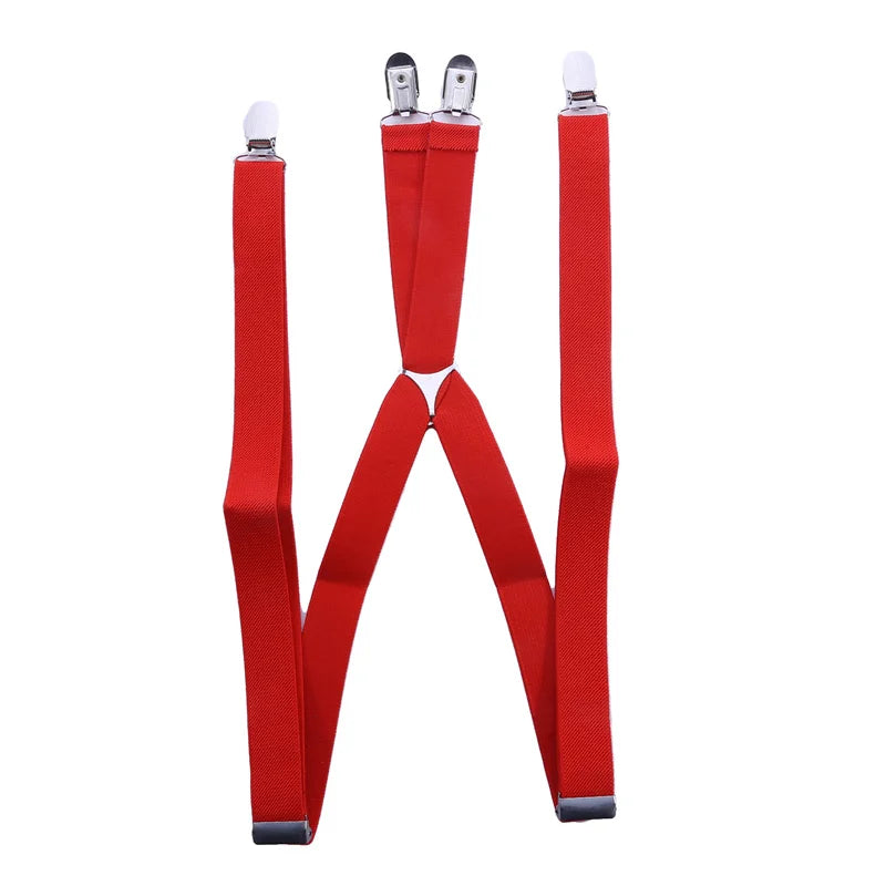 2.5*110cm Men Women Suspender Adult 4 Clips Mens Suspenders X Type Elastic Adjustable Strap Wide Braces Work Male Jockstrap Peaceful Pleasures Health and Wellness Red