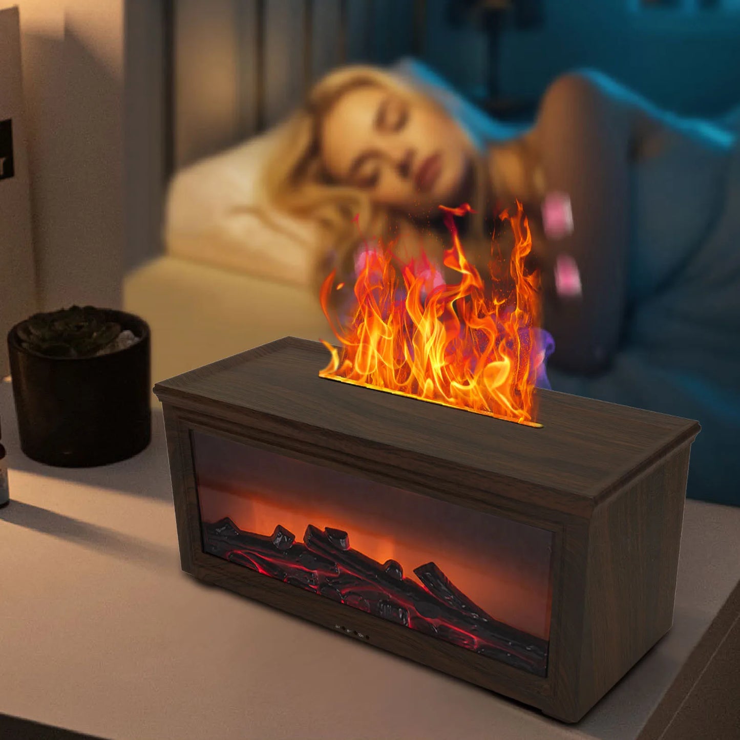 Water Tank Wood Grain Fireplace Aromatherapy Diffuser Simulation