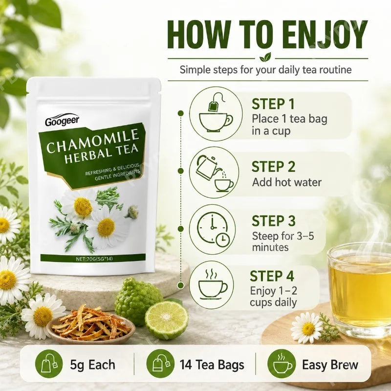 Googeer Chamomile Herbal Blend | Ginseng, Bergamot, Caffeine-Free