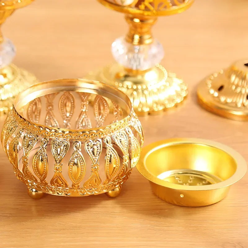 Creative Hollow tower incense burner Arabic style Incense Burner For Home Hotel Decoration Golden Metal bakhoor Incense Holder Peaceful Pleasures Health and Wellness