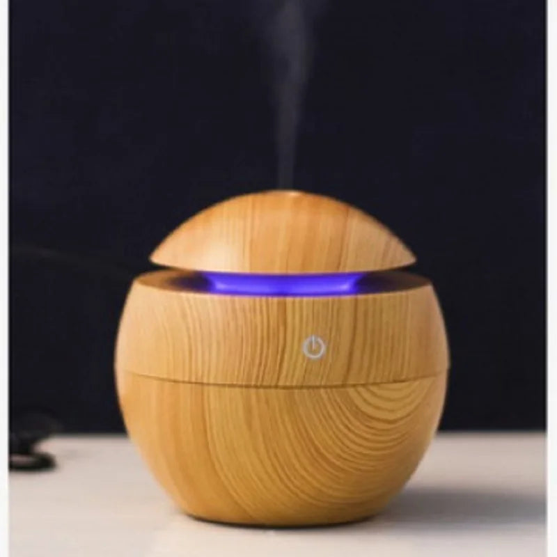 Mini Wood-Grain Spherical Humidifier & Aromatherapy Diffuser