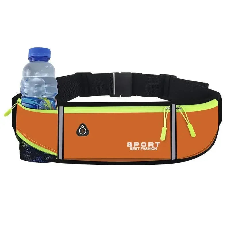 Outdoor Running Waist Bag for Mobile Phone Light and Thin Fitness Cycling Water Bottle Waist Bag with Three Waterproof Pockets Peaceful Pleasures Health and Wellness