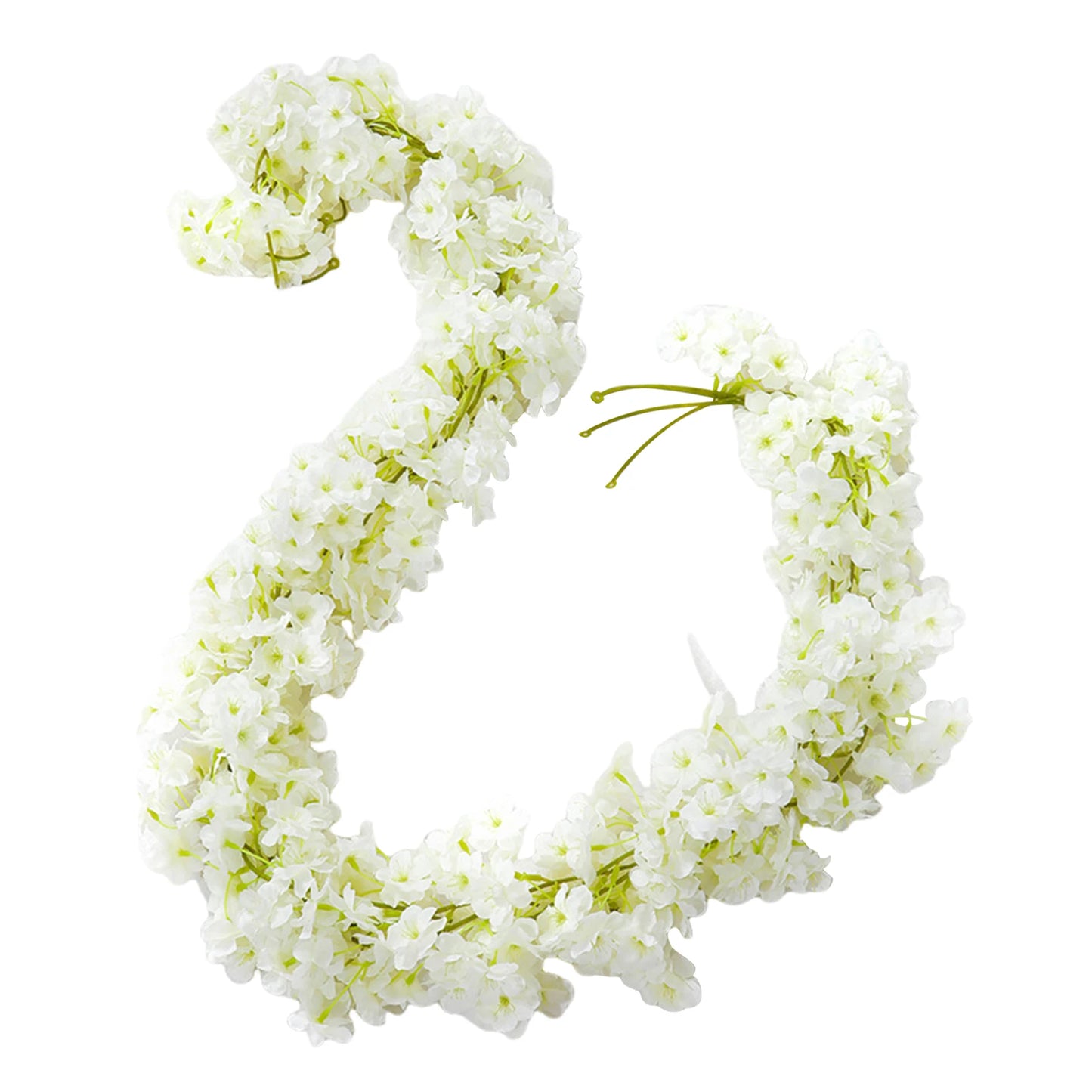 4Pcs Artificial Sakura Flowers Vine 5.9ft Artificial Cherry Blossom Garland for Wedding Party Home Arch Garden Outdoor Decor Peaceful Pleasures Health and Wellness White