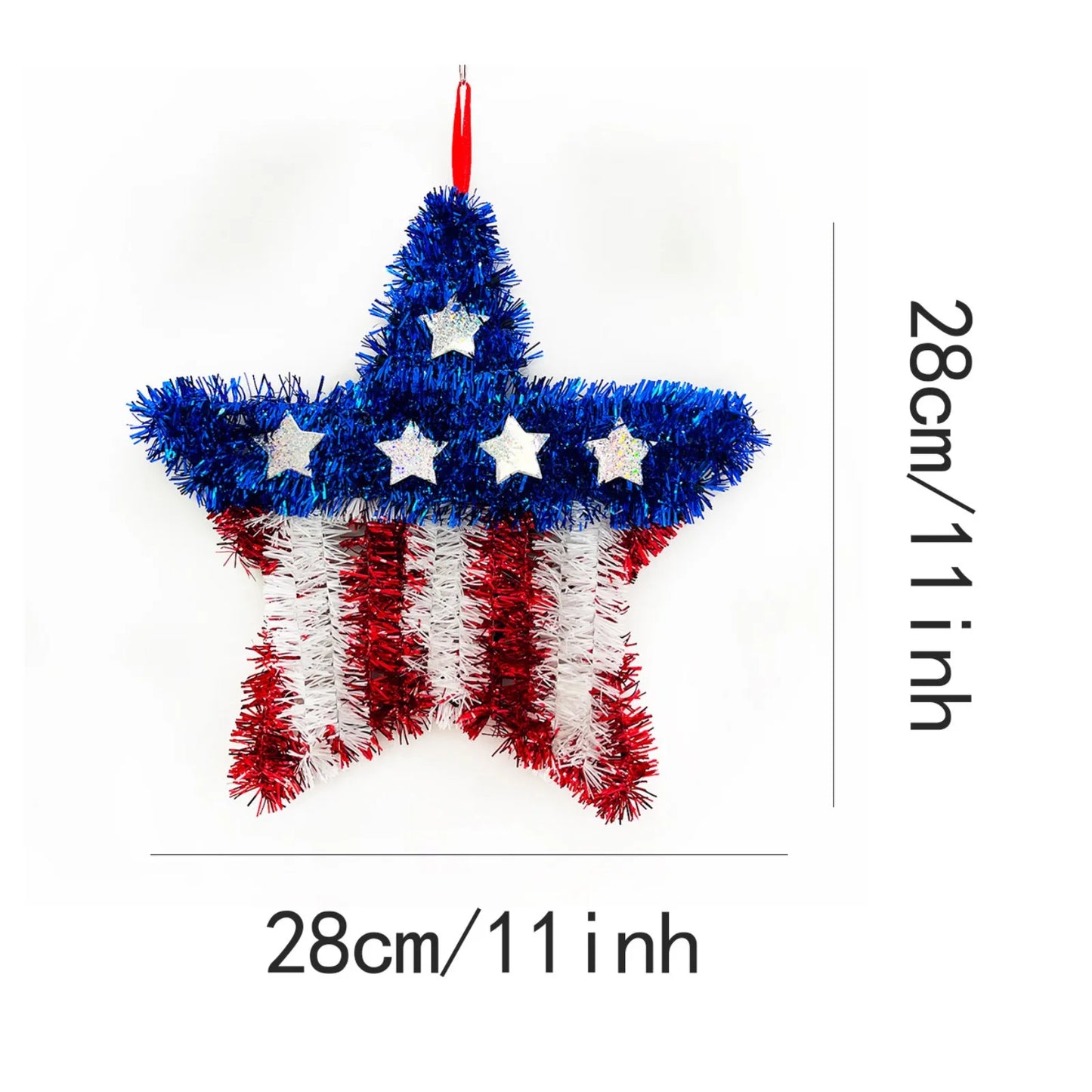4th of July Patriotic Star Wreath Door & Wall Hanging Decor Holiday Door Hanging Peaceful Pleasures Health and Wellness Multicolor One Size