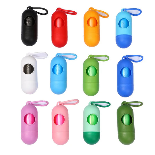 Portable Pet Waste Bag Dispenser Pill Shape Bullet-Shaped Garbage Box Cats Dogs Poop Extractive Clean-up Bags Outside Walking Peaceful Pleasures Health and Wellness