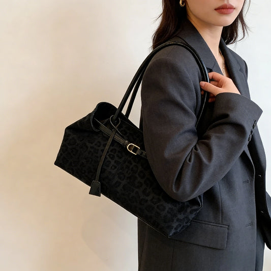 Leopard Print Tote Bags Women Autumn Winter Fashion Versatile Handbag Premium Shoulder Underarm Bags Casual Daily Commute Purse Peaceful Pleasures Health and Wellness