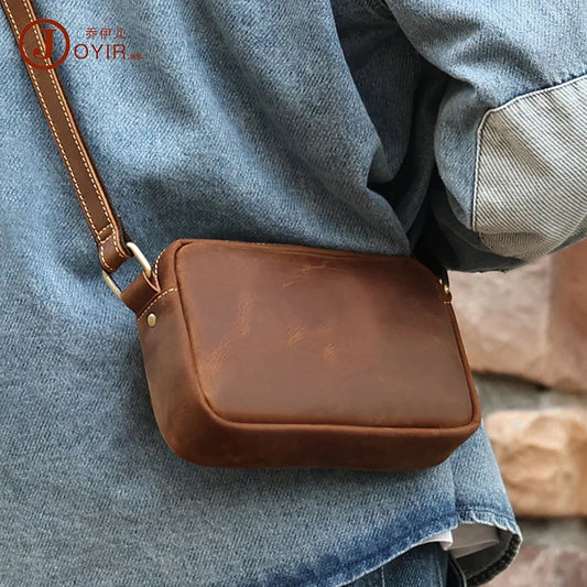 Men's Genuine Leather Retro Crossbody Messenger Bag Leather Messenger Bag Peaceful Pleasures Health and Wellness