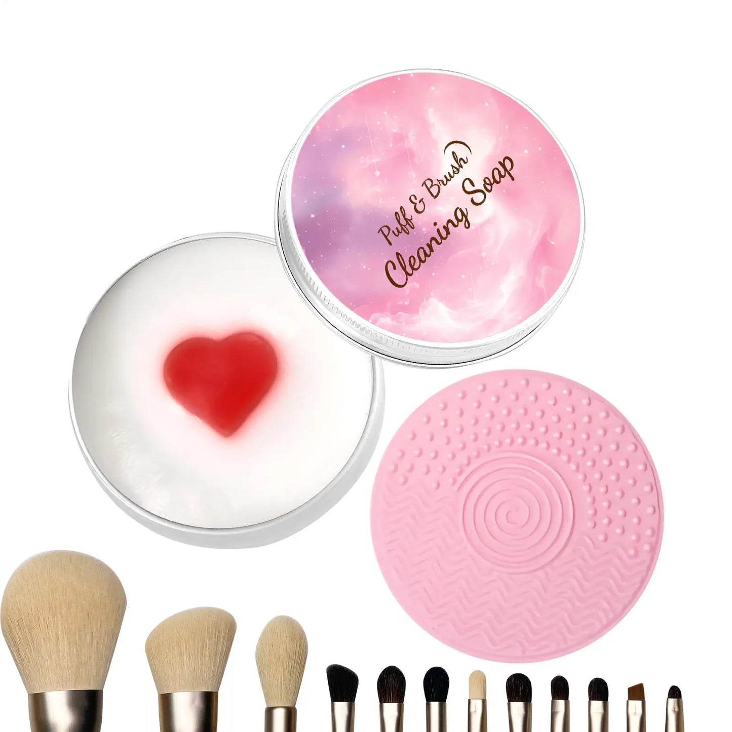 Makeup Brush Cleaner Soap & Silicone Scrubbing Mat Set