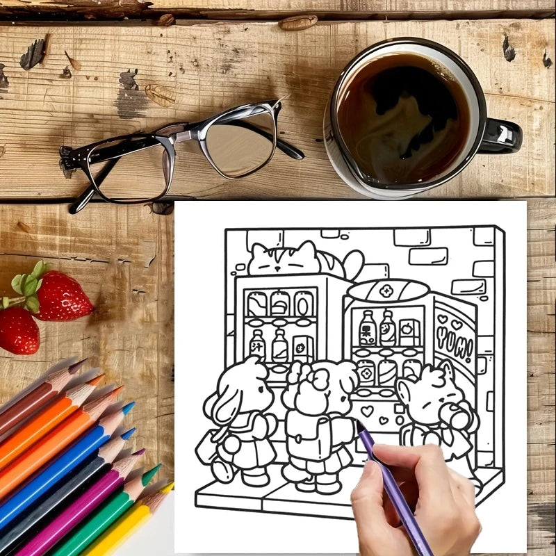 Cozy Japan Coloring Books Adults 28 Pages Cutie Colouring Book