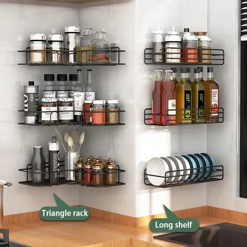 No-Drill Metal Corner Shower Shelf | Bathroom Wall Organizer