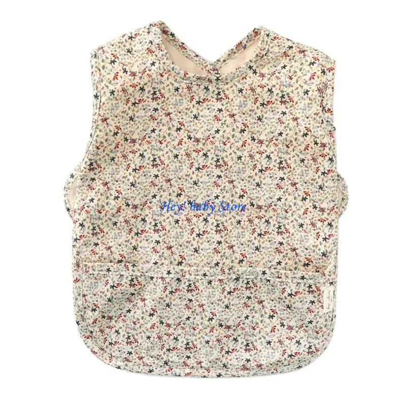 Baby Waterproof Feeding Bib with Pocket | Sleeveless Smock 0–18M