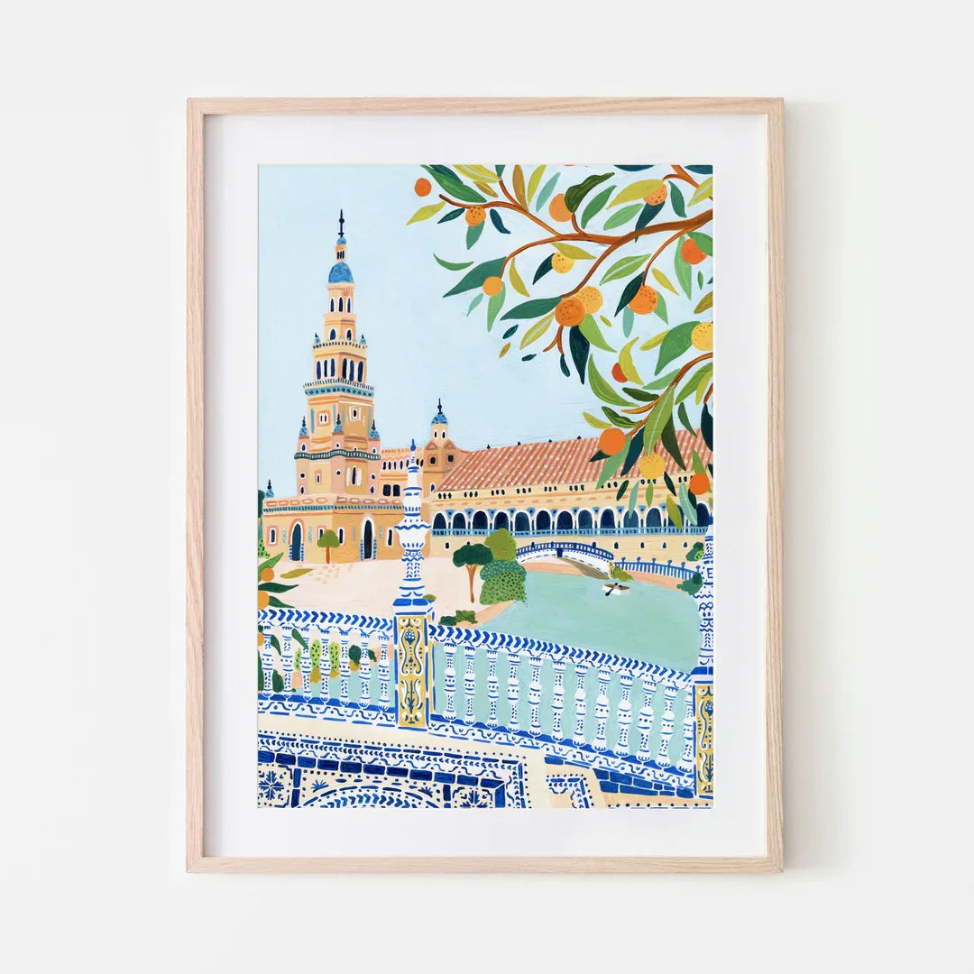 Lisbon Poster, Portugal Art Print, Kitchen Wall Art, Portuguese Tile, Hand Painted, Travel, New Home, Housewarming Gift, Quirky Peaceful Pleasures Health and Wellness WS0641-2 40x50cm Unframed