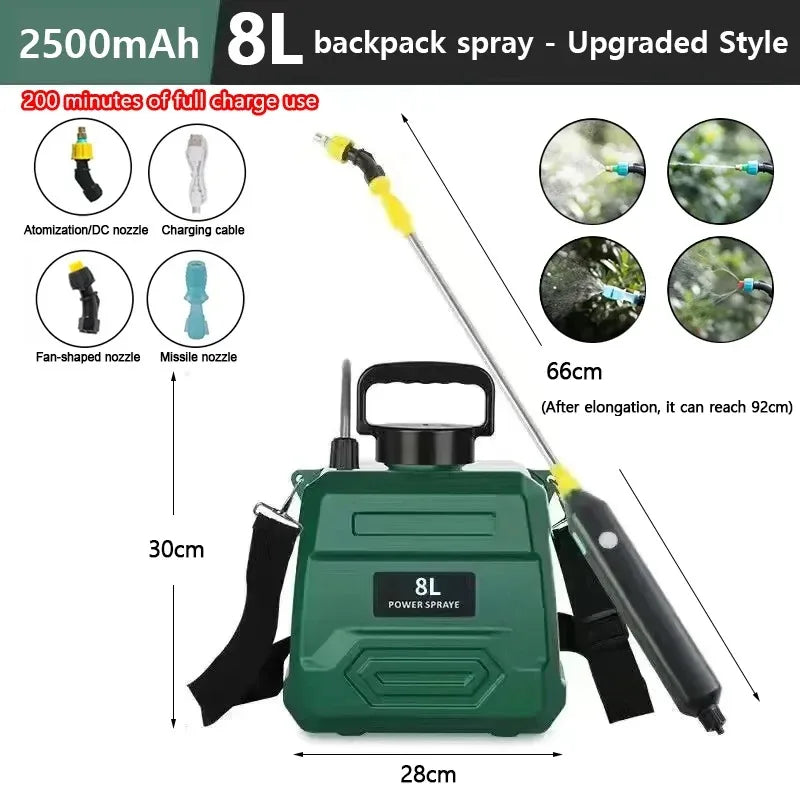 High-Pressure Agricultural Sprayer Lithium Battery 8L Backpack Pesticide Sprayer New Disinfection Irrigation Electric Sprayer Peaceful Pleasures Health and Wellness