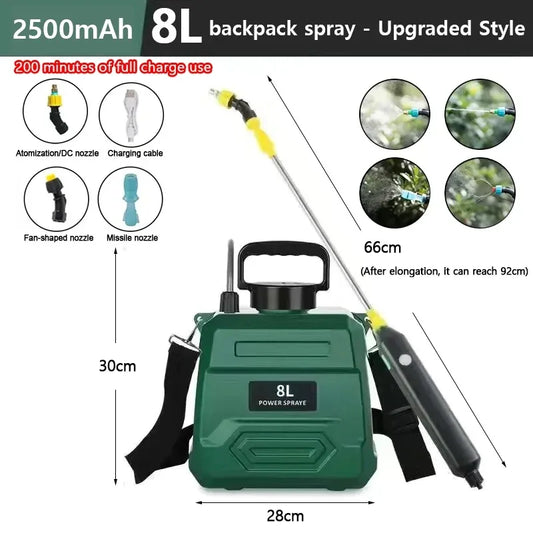 High-Pressure Agricultural Sprayer Lithium Battery 8L Backpack Pesticide Sprayer New Disinfection Irrigation Electric Sprayer Peaceful Pleasures Health and Wellness