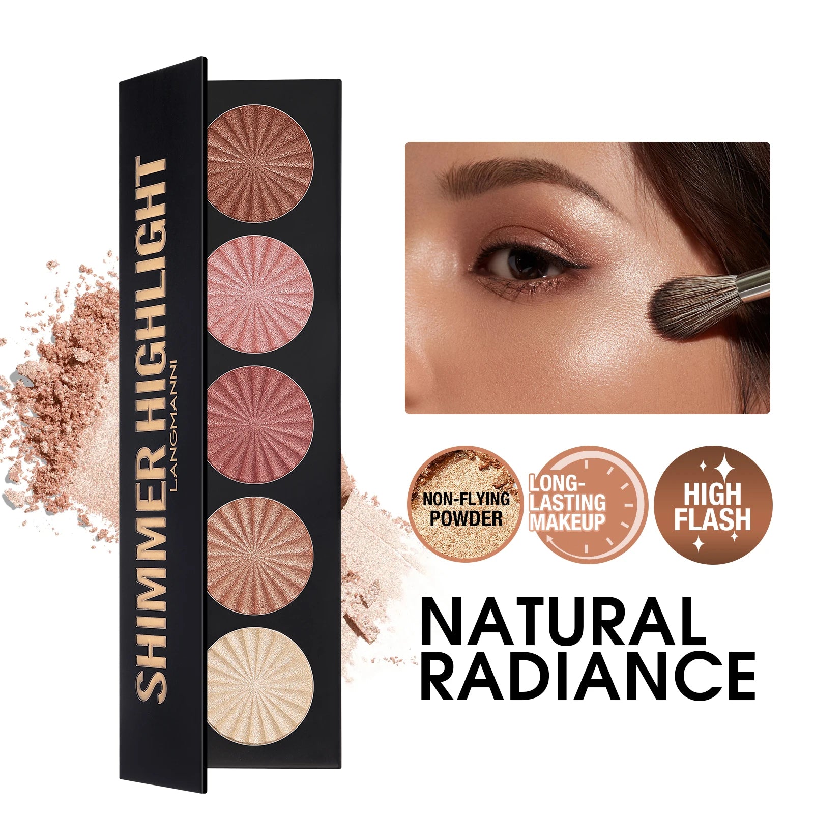 Highlighting and Contouring Palette 5 Colours All-in-One Makeup Palette Stereoscopic Natural Highlighting Makeup Palette Peaceful Pleasures Health and Wellness