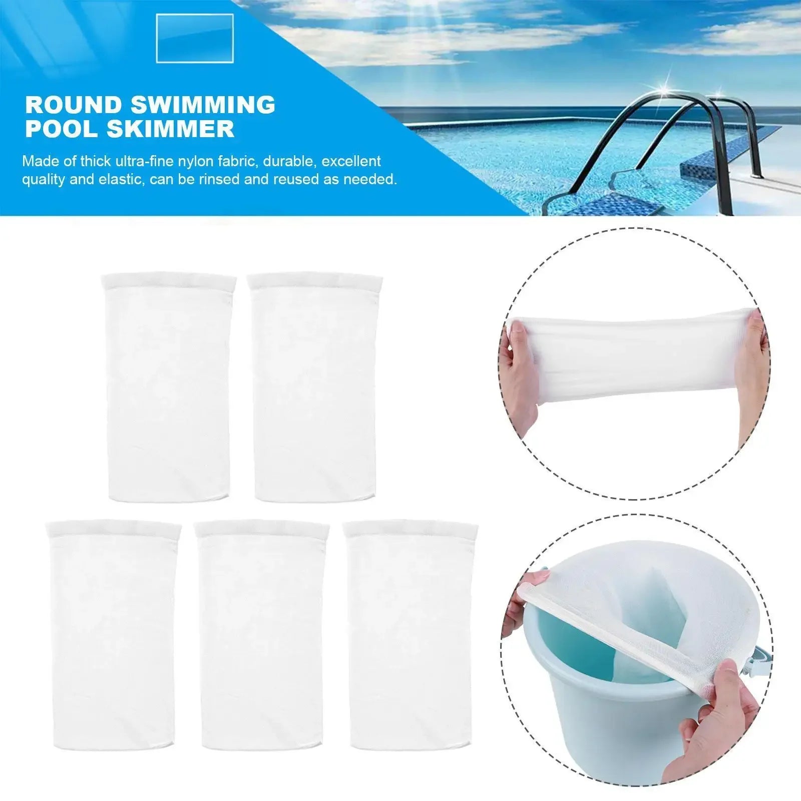 5/10/20/30/50/100pcs Filter Storage Pool Skimmer Socks Nylon Swimming Pool Filter Socks For Baskets Skimmers White Pool Supply Peaceful Pleasures Health and Wellness