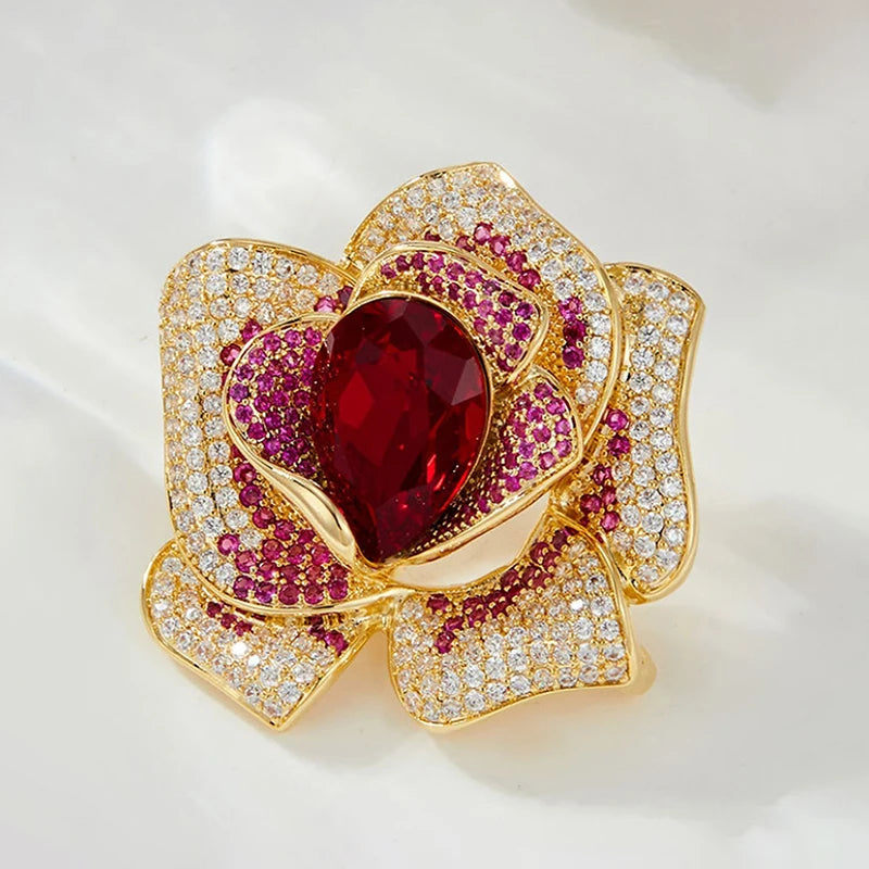 Rhinestone Crystal Flower Brooch for Women | Elegant Pin Crystal Flower Brooch Peaceful Pleasures Health and Wellness A1