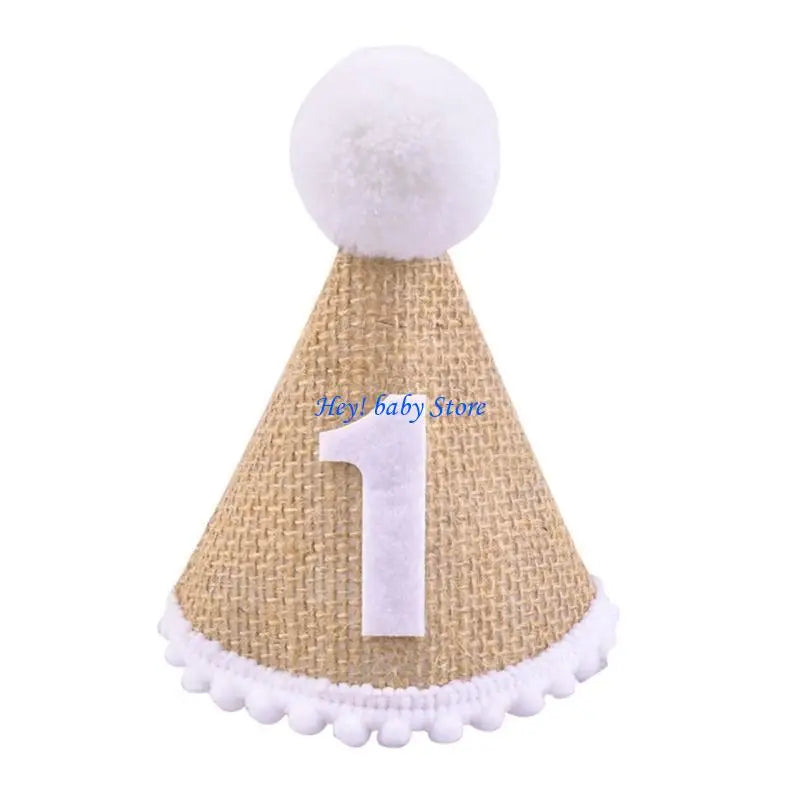 Baby Birthday Crown Hat 0–3Y | Linen Party Hat for Babies