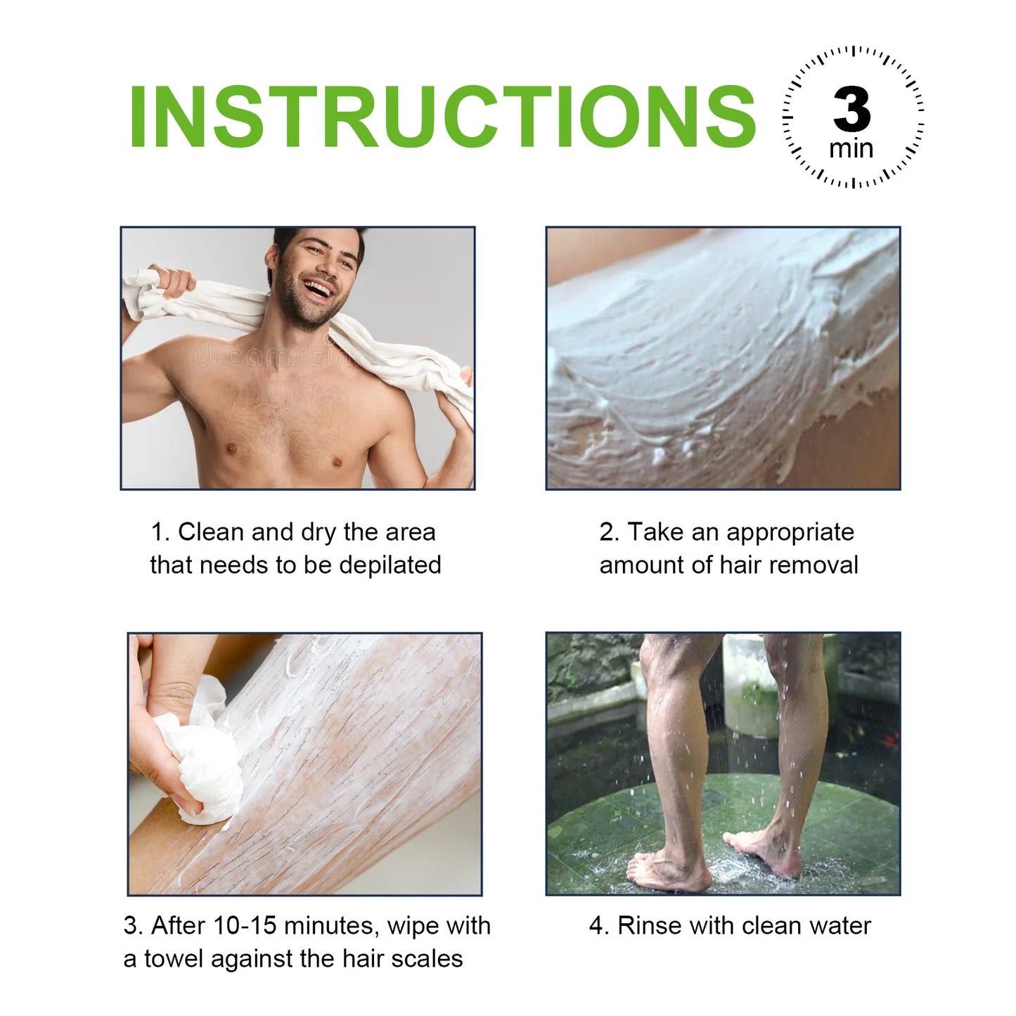 East Moon Men's Painless Hair Removal Cream 60ml – Depilatory