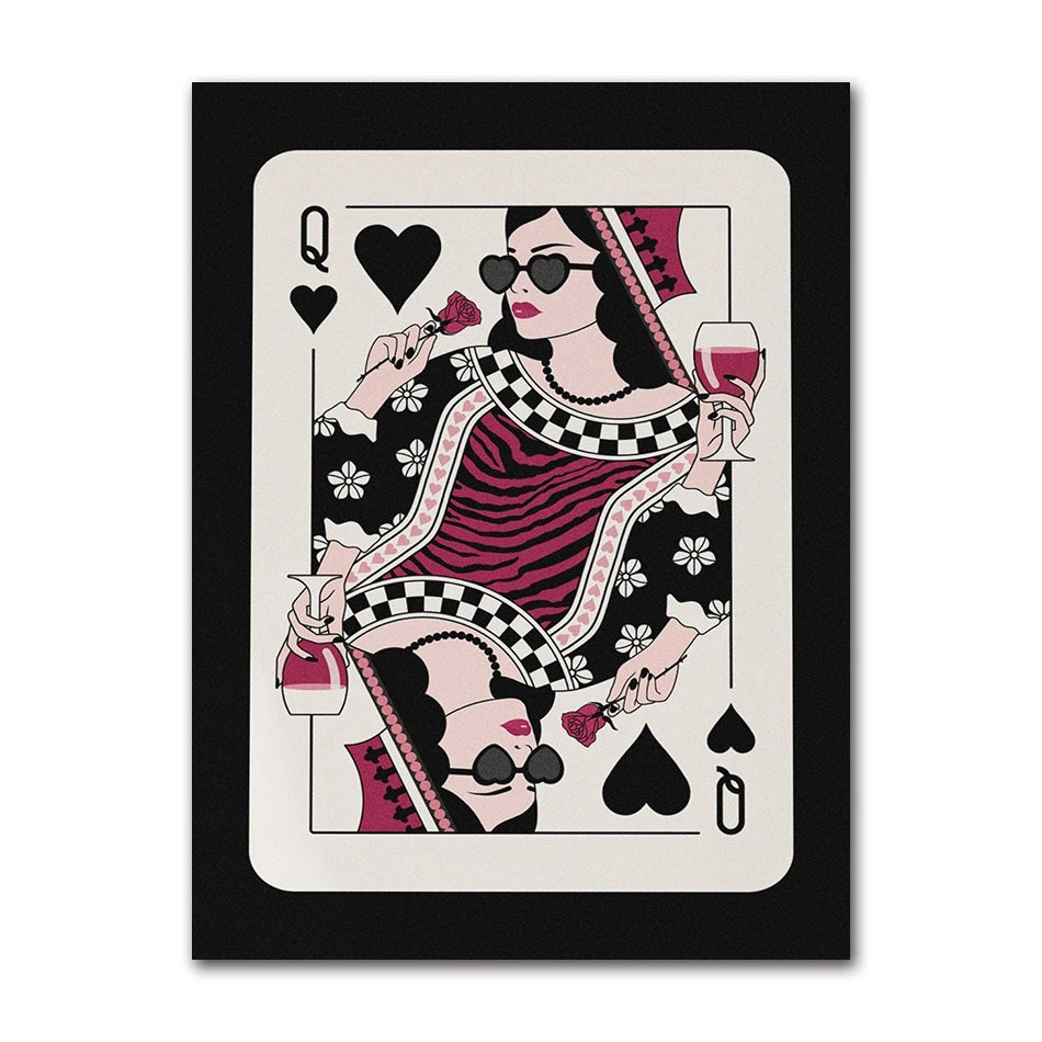 Queen of Hearts Leopard Canvas Wall Art | Dorm Room Decor