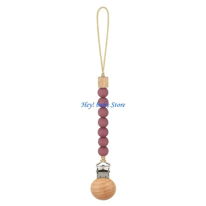 Baby Pacifier Clip Chain | Silicone Beads & Wooden Teether