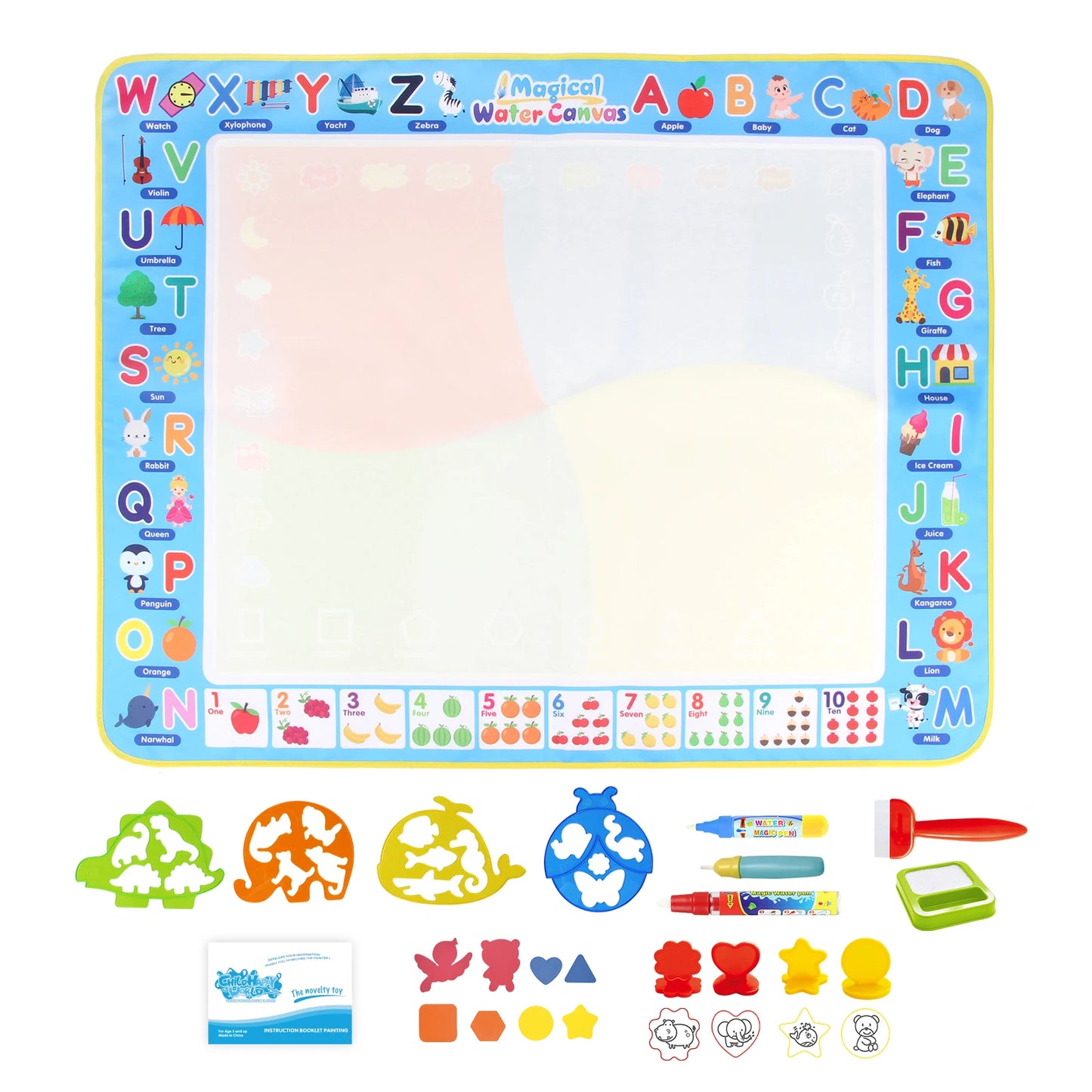 100x80CM Coloring Doodle Magic Water Drawing Mat Reusable Pens
