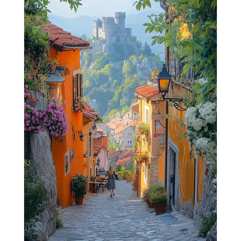 GATYZTORY Frame Painting By Numbers Kits Town Landscape Modern Drawing Coloring By Numbers Acrylic Paint For Home Decor Peaceful Pleasures Health and Wellness 11-4 50x70cm Unframed