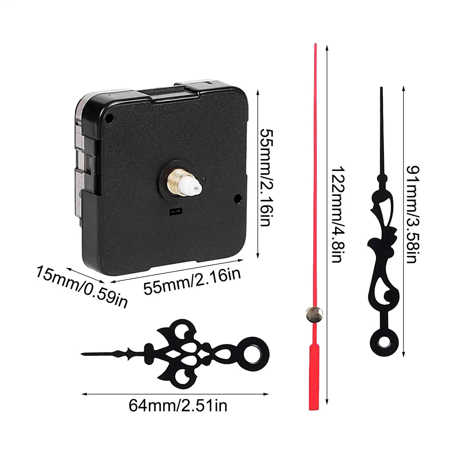 Silent Wall Clock Movement Replacement Kit with Hands & Motor