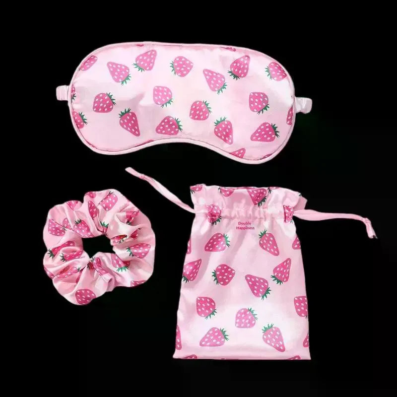 Artificial Silk Fabric Sleep Mask Elastic Headband Travel Blindfold Eye Cover Hair Rope With Storage Bag For Relief Easy Peaceful Pleasures Health and Wellness