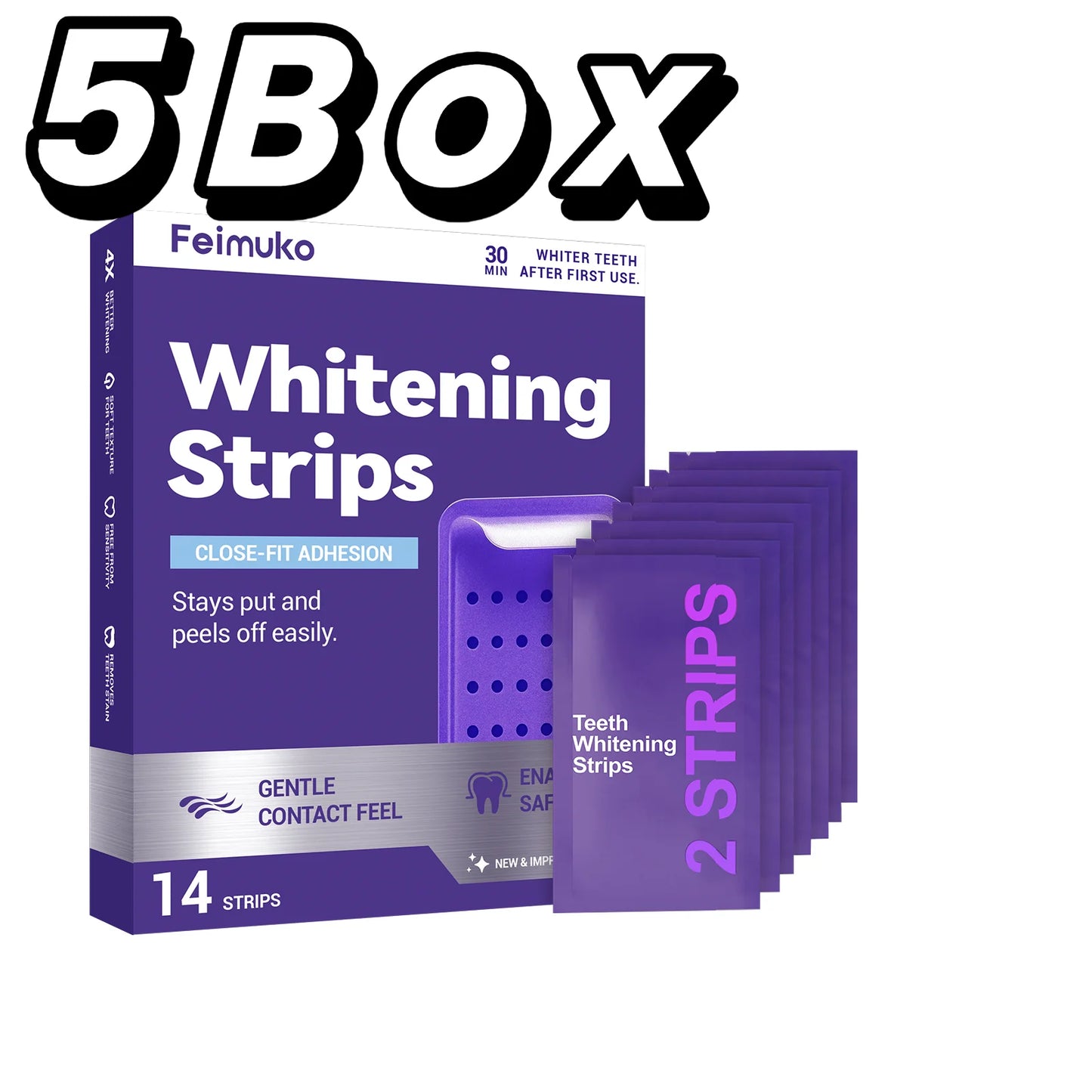 Purple Teeth Whitening Strips – Mint, Enamel Safe | 14 Strips